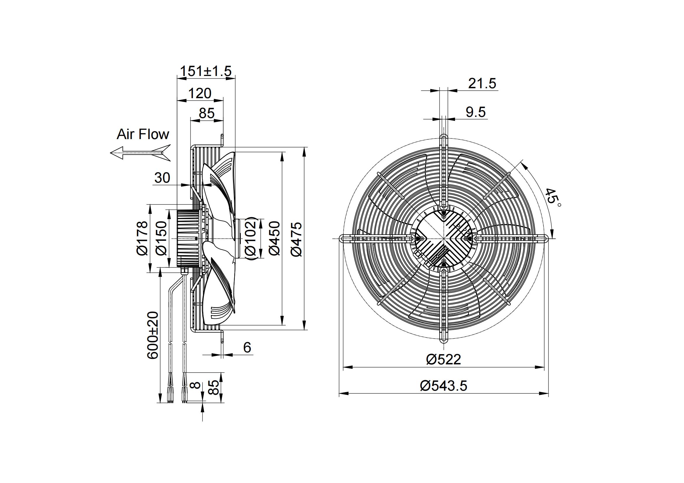 450mm EC Energy-Efficient Axial Fan