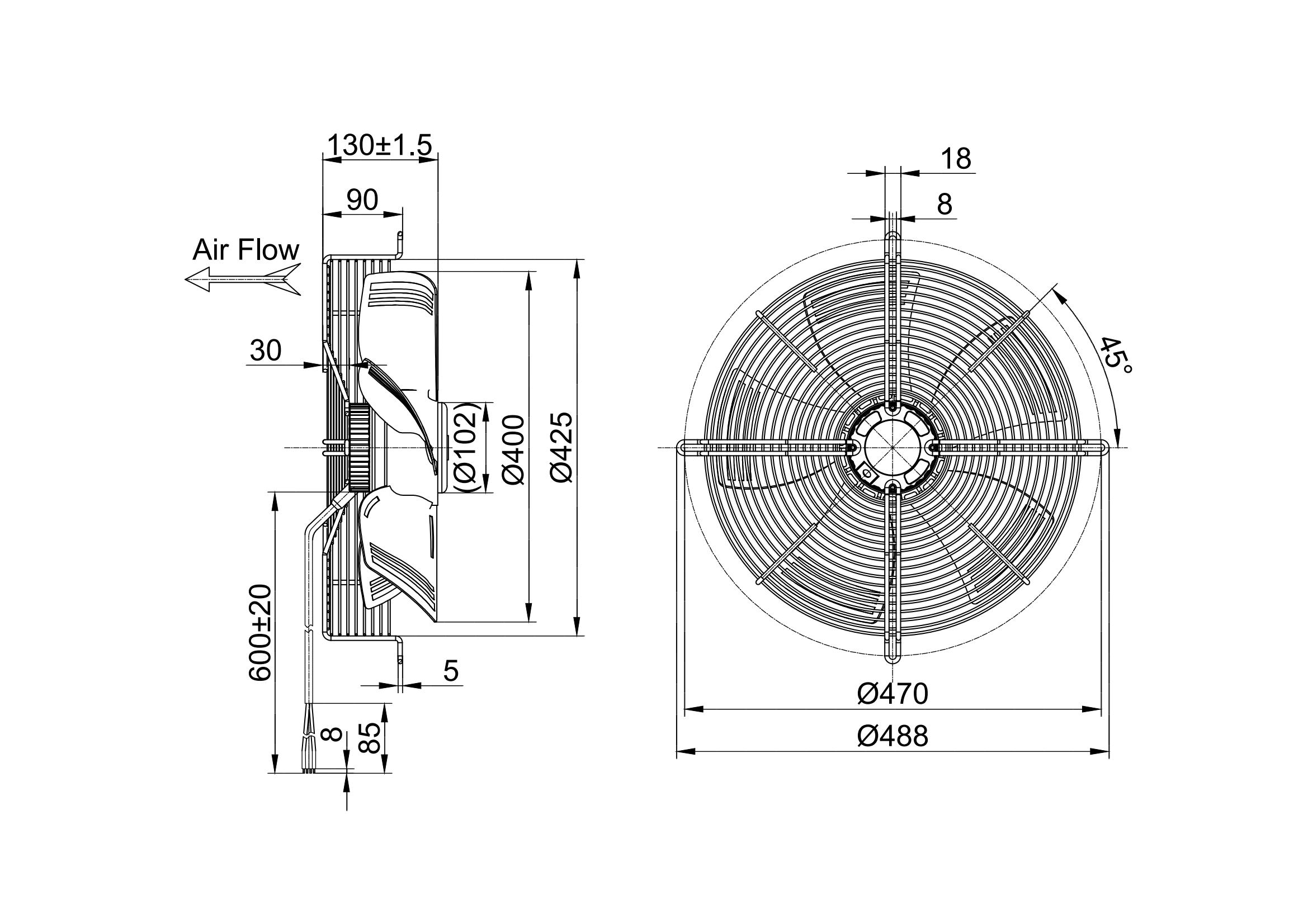 400mm DC Energy-Efficient Axial Fan