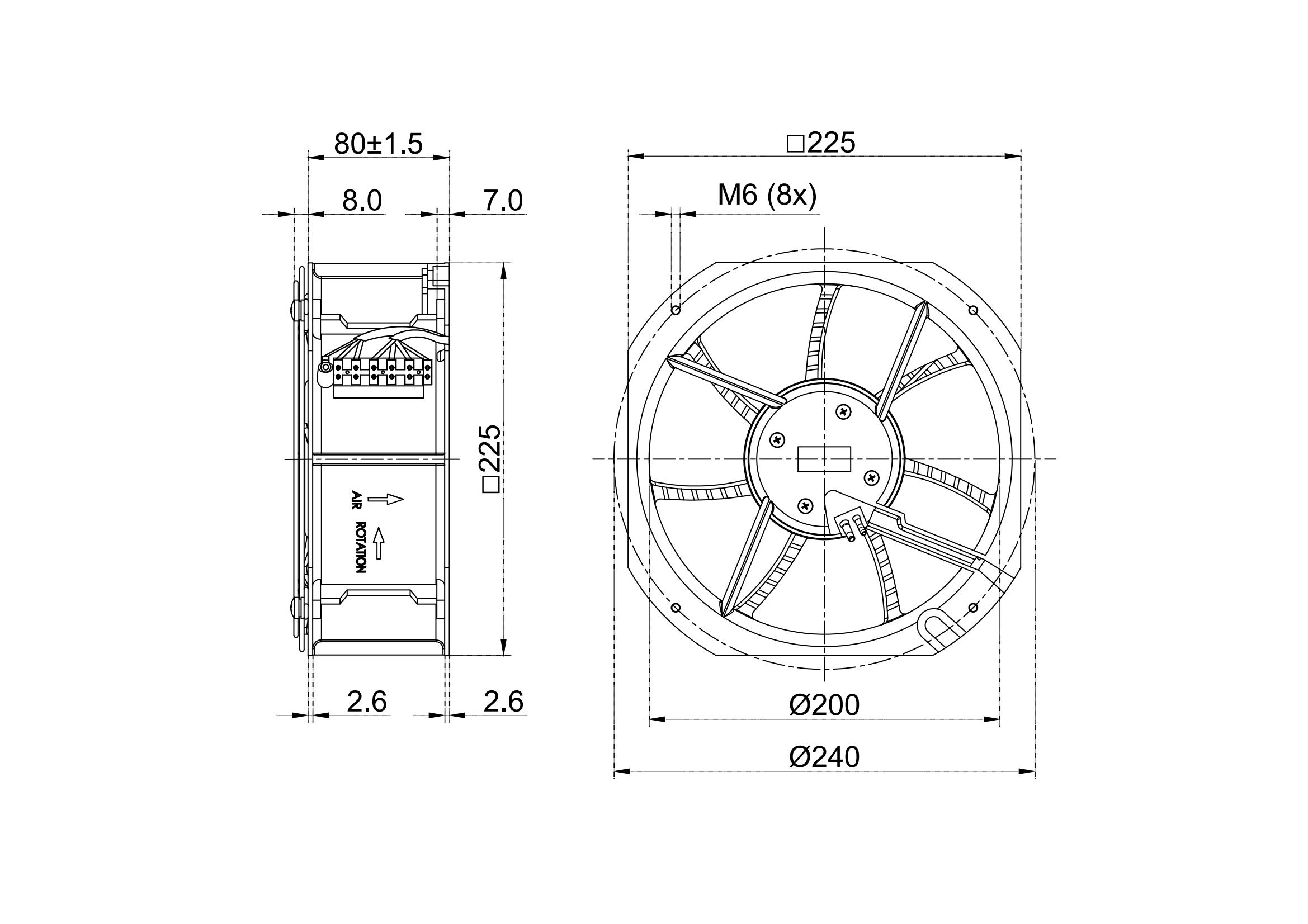 200mm EC Eco-Friendly Axial Fan