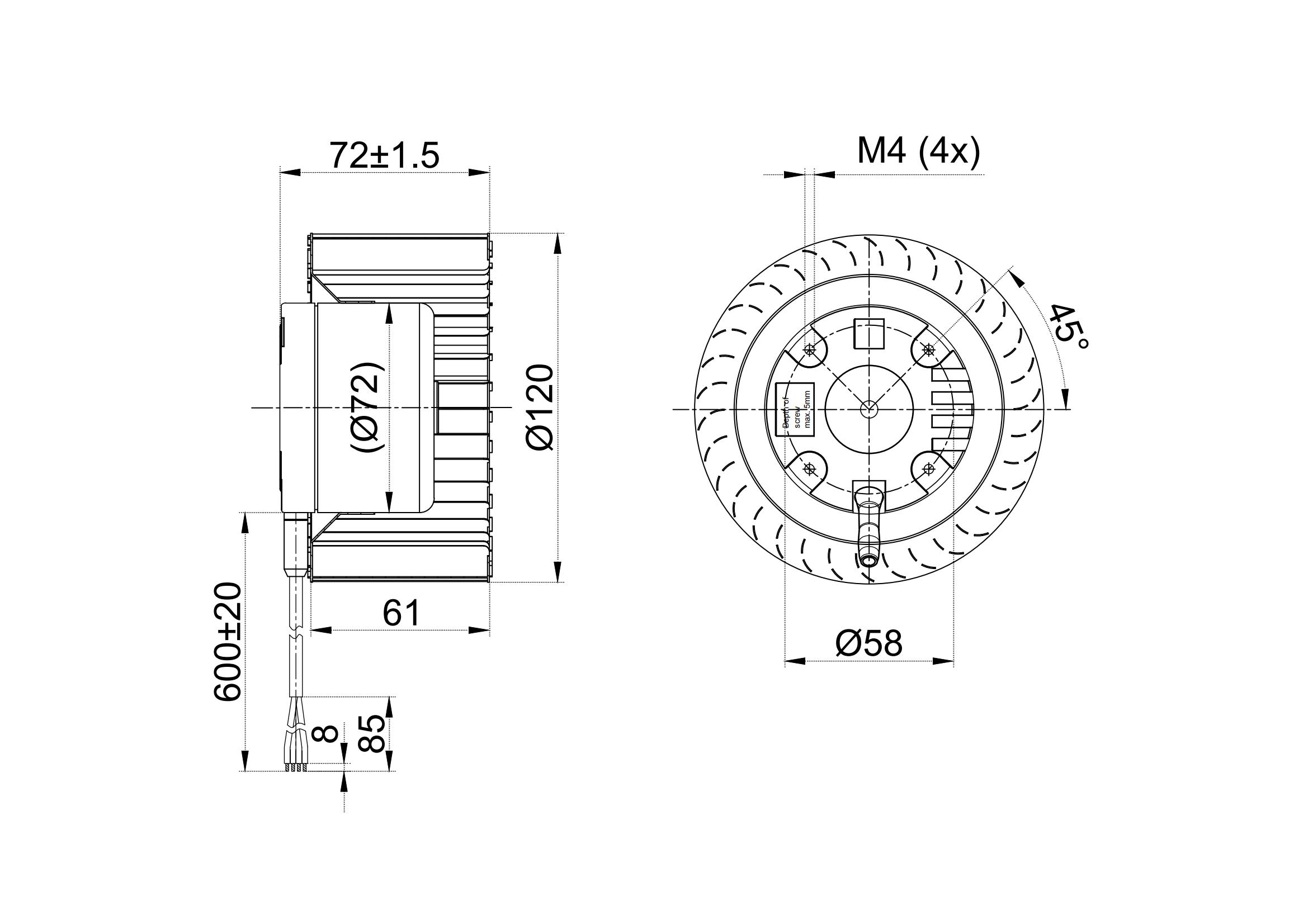120mm Forward Centrifugal Blower Without Scroll Housing