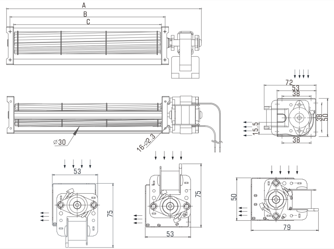 AC Cross Flow Fan 30mm