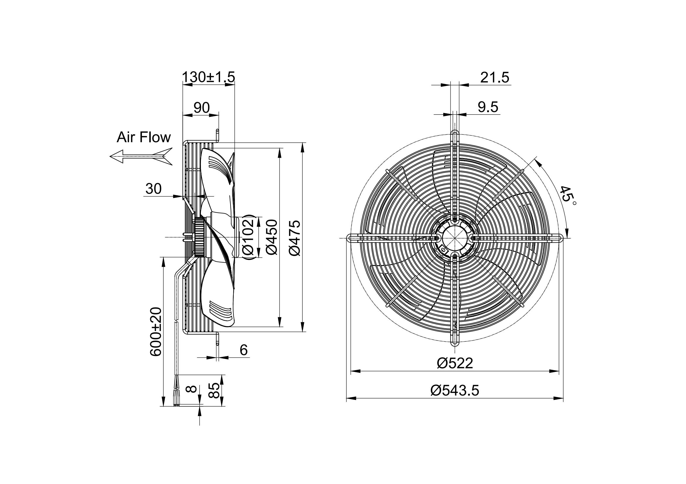 450mm DC Energy-Efficient Axial Fan
