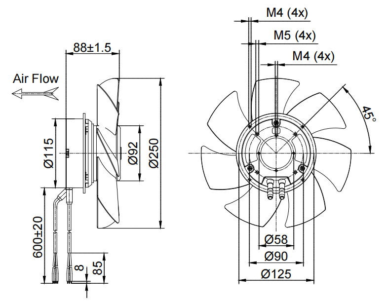 ECW250-2AGN-90不带网罩