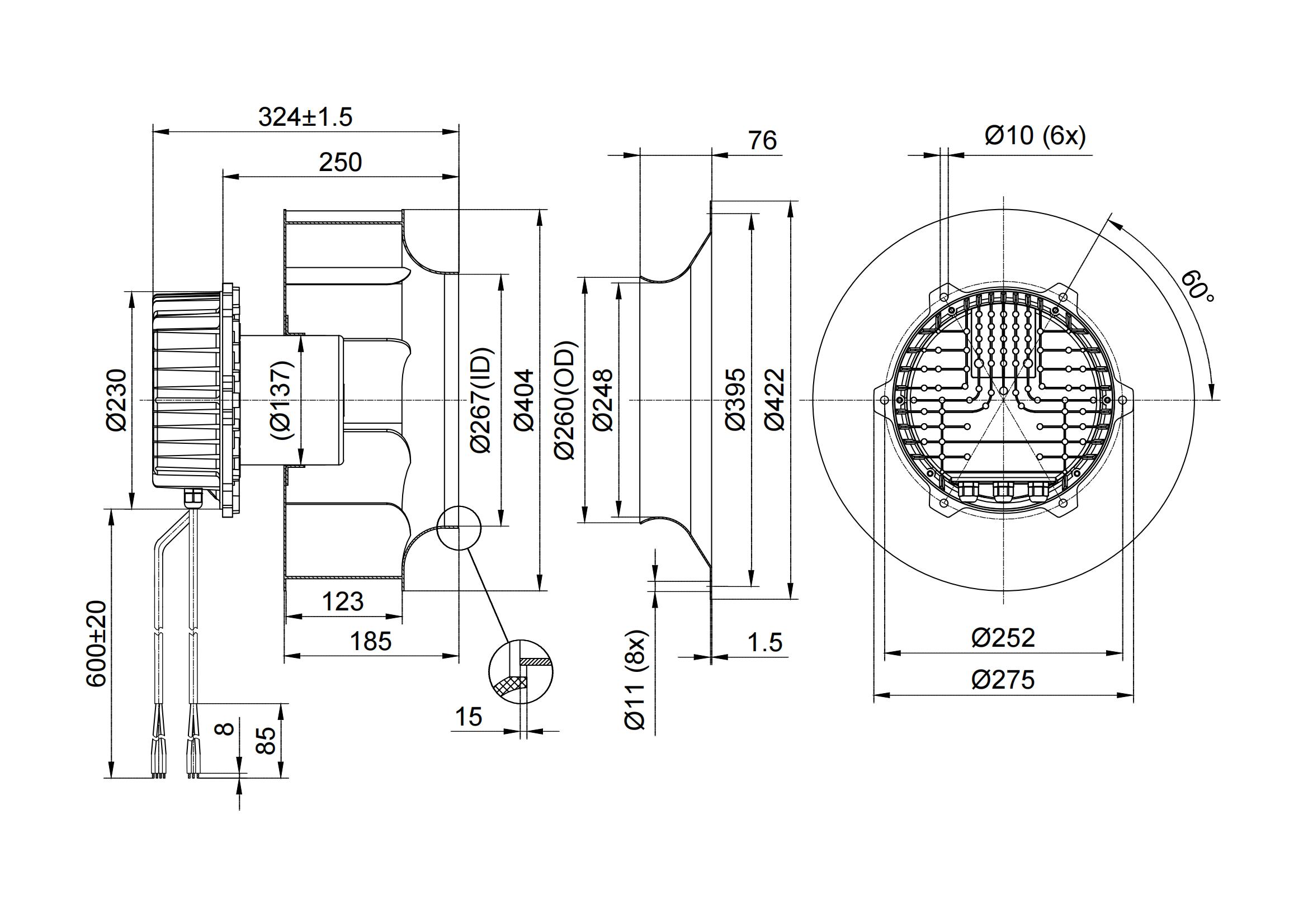 230V EC Diameter 400mm Backward Centrifugal Fan