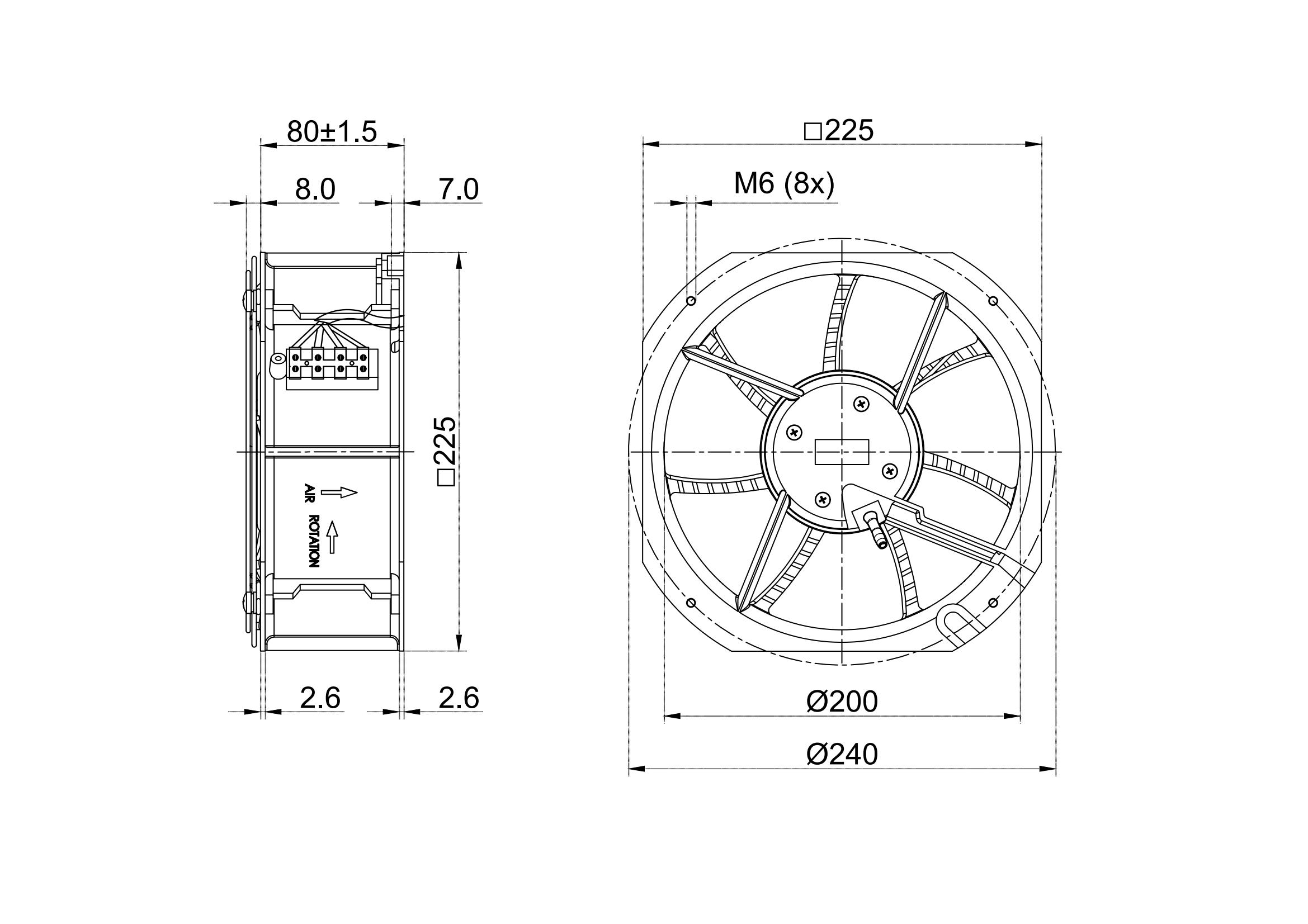 200mm DC Eco-Friendly Axial Fan