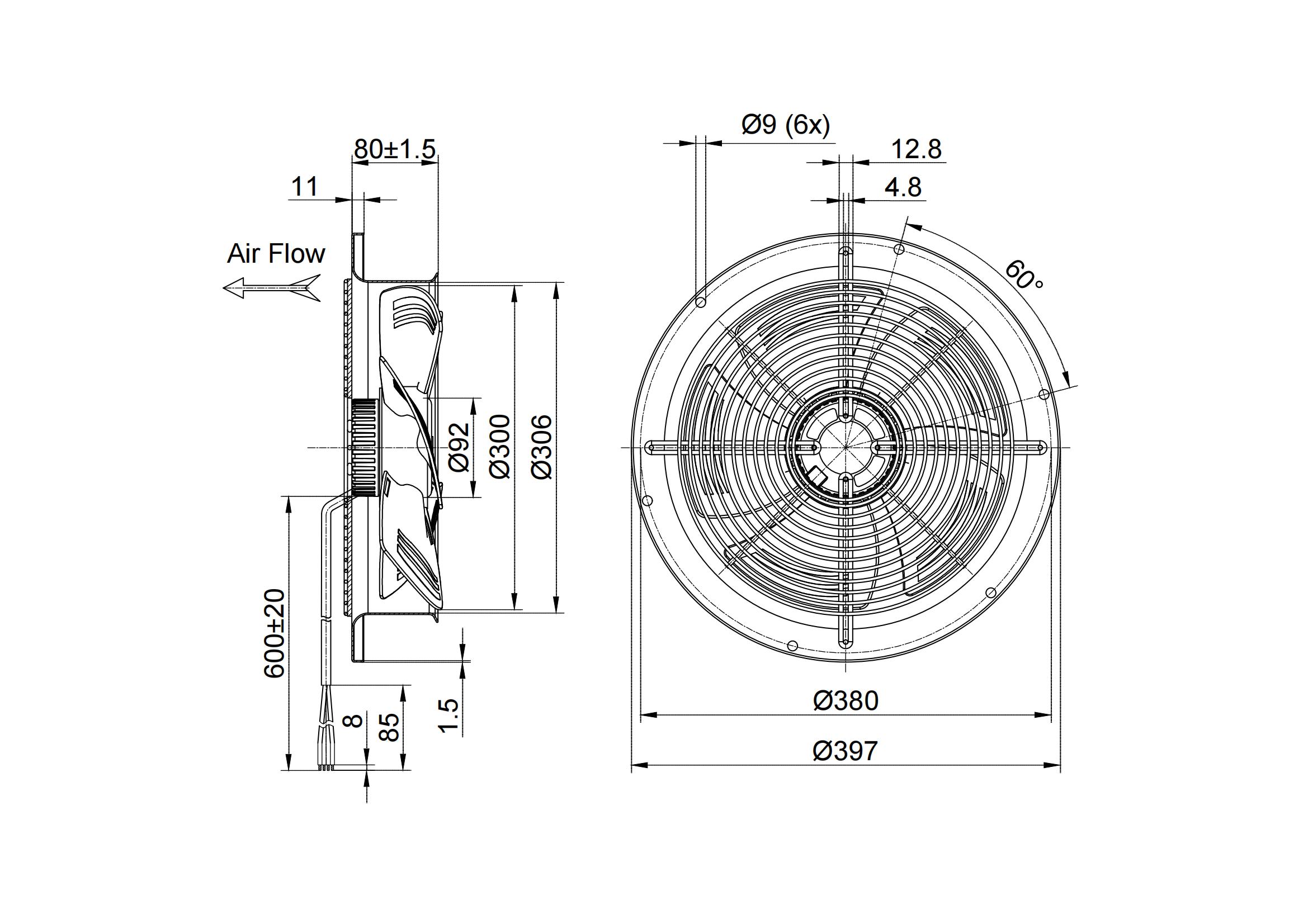 300mm DC Energy-Efficient Axial Fan