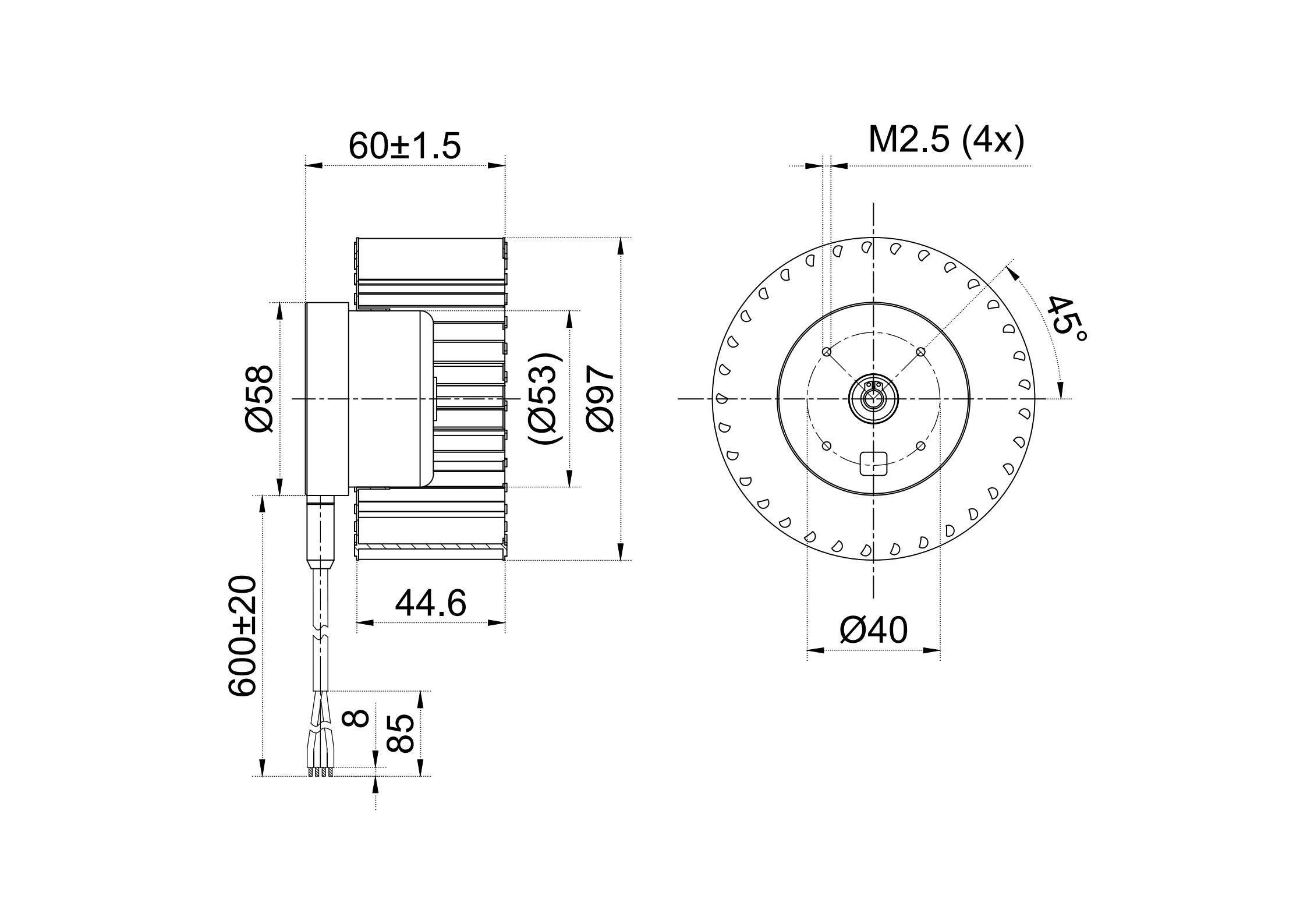 FF3G097-24GL-50-Forward Centrifugal Blower Without Scroll Housing-2D